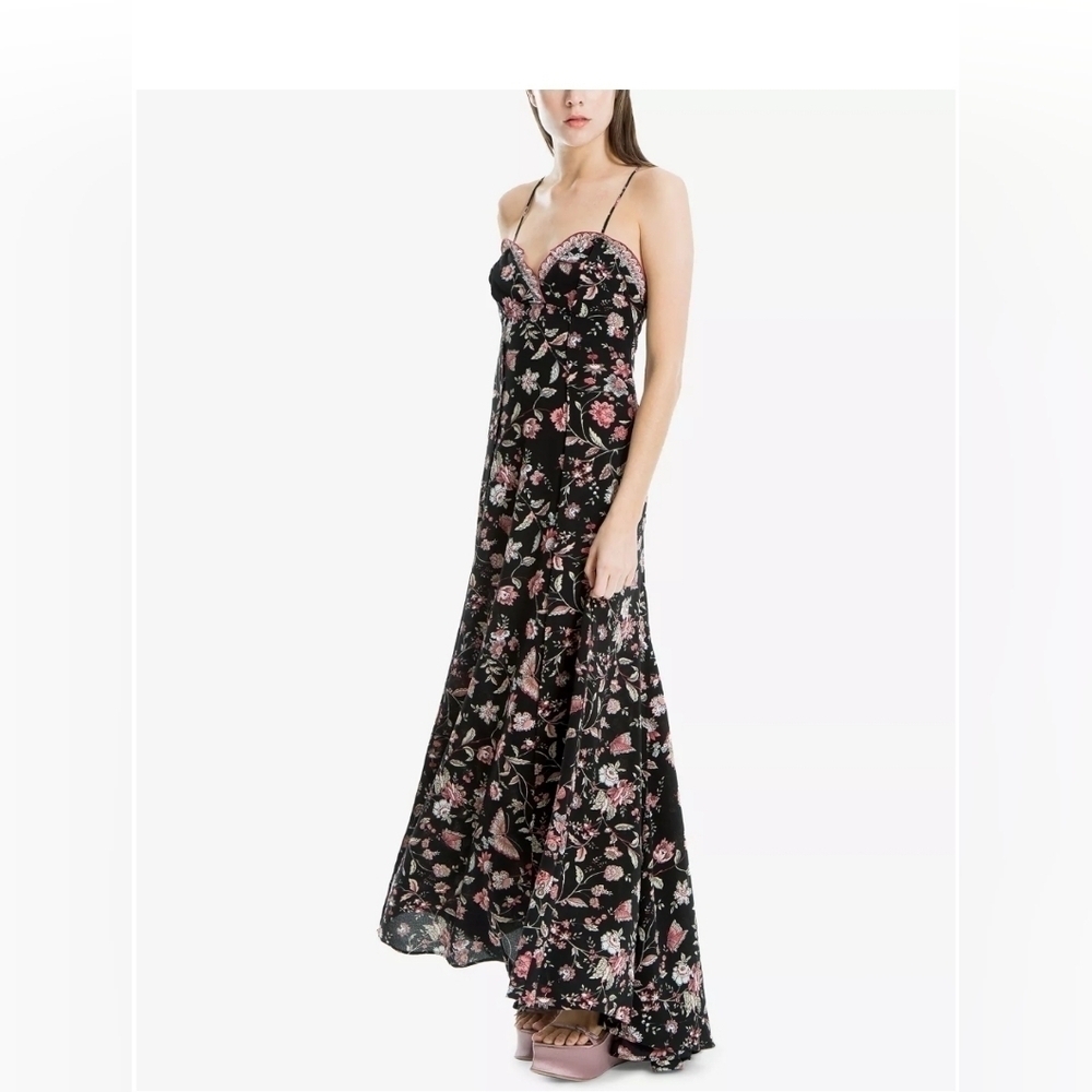 MAX STUDIO LONDON Printed Crepe Maxi Dress size XS
